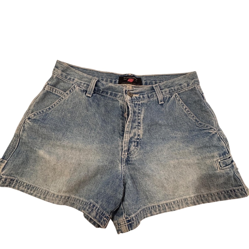 VTG Y2K American Eagle Dungarees Shorts Womens Size 6 Carpenter Denim High Rise